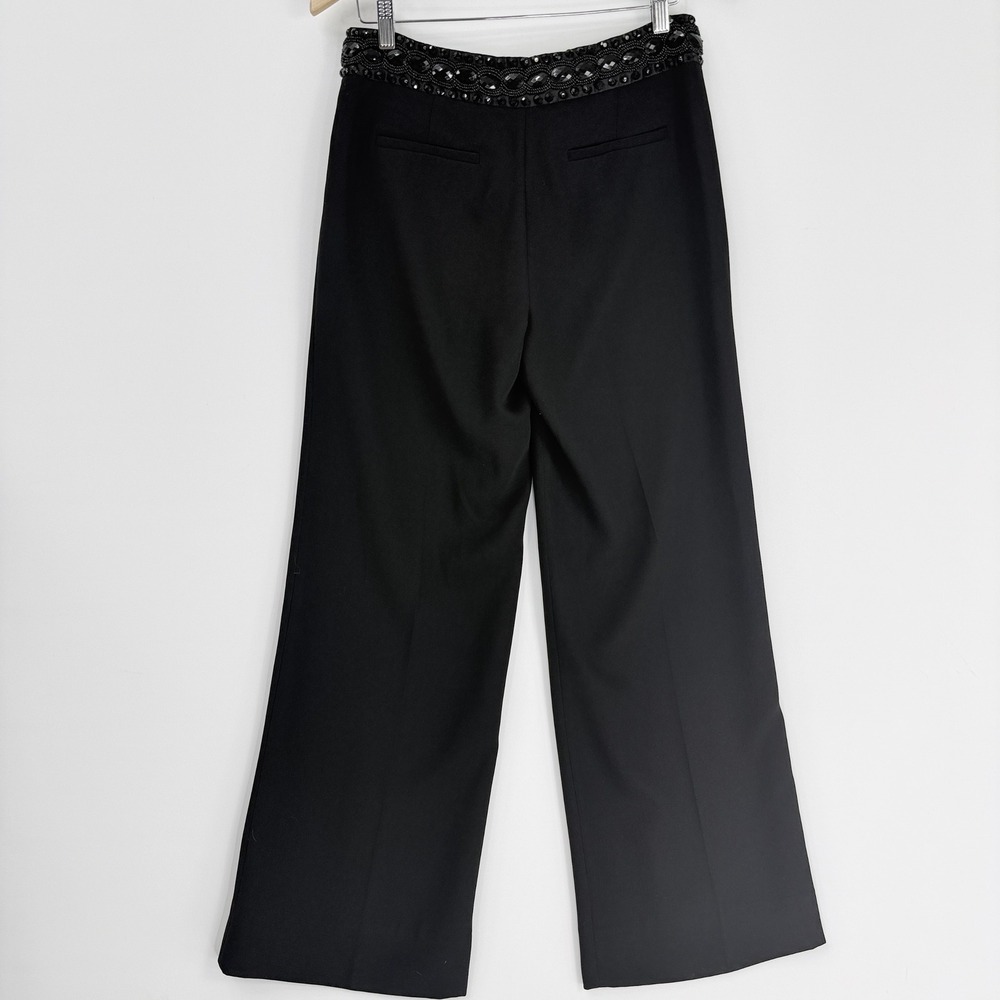 Harold's Evening Pants Womens 6 Black Beaded Waistband Wide Leg Crepe Trousers - Picture 6 of 16